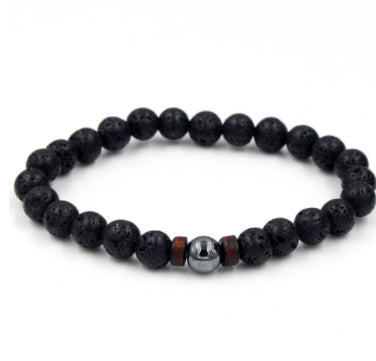 Load image into Gallery viewer, Personality Men&#39;s Black Volcanic Stone Bracelet
