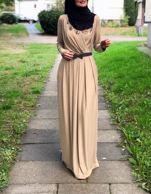 Load image into Gallery viewer, Women&#39;s Solid Color Middle Eastern Muslim Long Dress
