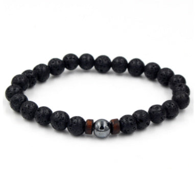 Load image into Gallery viewer, Personality Men&#39;s Black Volcanic Stone Bracelet
