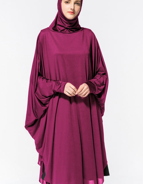 Load image into Gallery viewer, New muslim worship service bat robe with hijab
