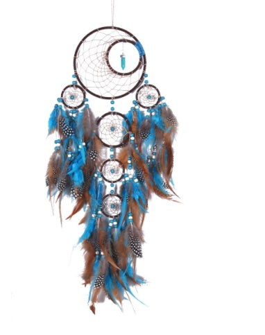 Load image into Gallery viewer, Five Rings Dream Catcher Feather Pendant Fashion Home Wind Chime
