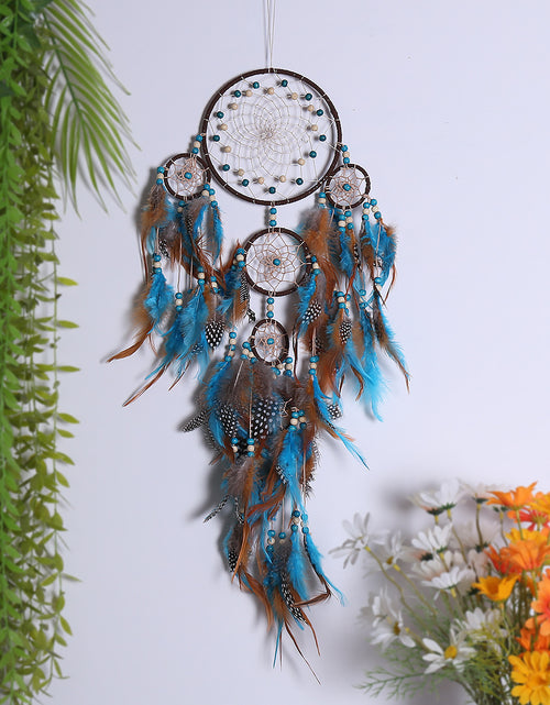 Load image into Gallery viewer, Five Rings Dream Catcher Feather Pendant Fashion Home Wind Chime
