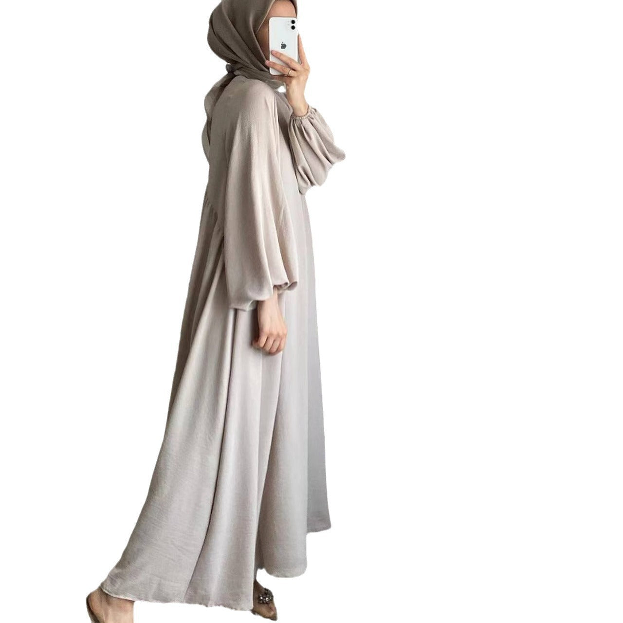 New Muslim Women's Wear Solid Color Elegant Fashion Loose Pullover Dress