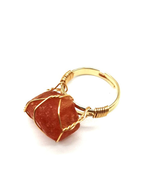 Load image into Gallery viewer, Personality Hand Wrapped Rough Stone Agate Ring
