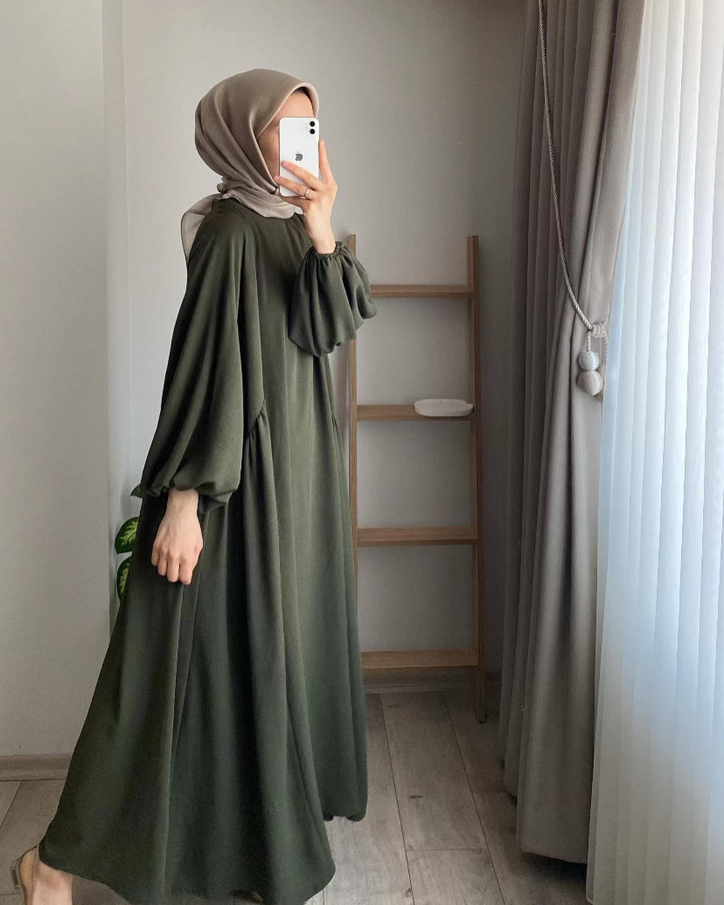 New Muslim Women's Wear Solid Color Elegant Fashion Loose Pullover Dress