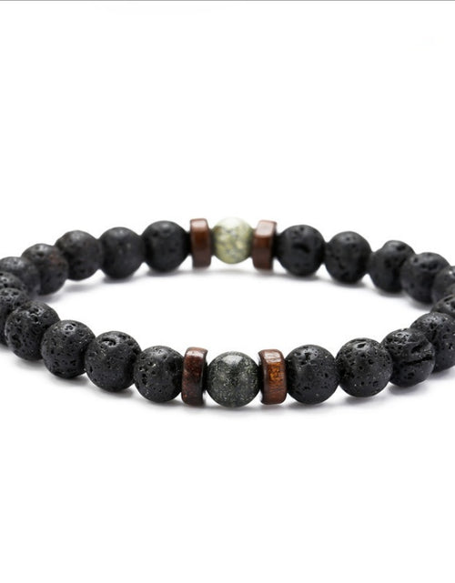 Load image into Gallery viewer, Personality Men&#39;s Black Volcanic Stone Bracelet
