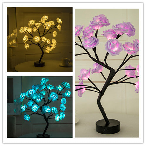 Load image into Gallery viewer, Rose Flower Lamp USB Battery Operated LED Table Lamp Bonsai Tree Night Lights Garland Bedroom Decoration Lights Home Decor
