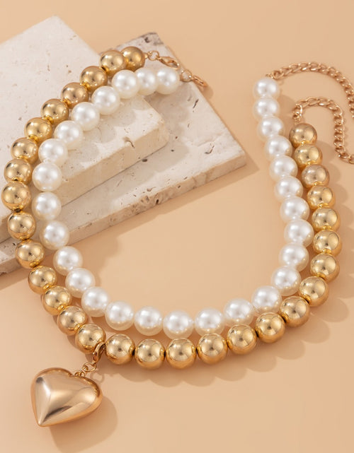 Load image into Gallery viewer, Ornament Pearl Heart Clavicle Chain Beaded Heart-shaped
