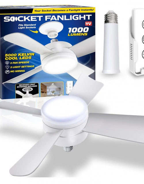 Load image into Gallery viewer, Socket Fan Light With Remote Adjustable Screw Mouth Intelligent Remote Control Integrated LED Fan Light
