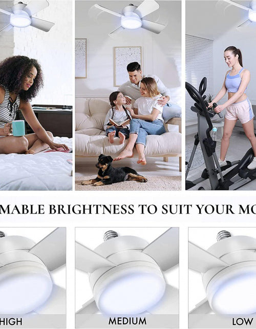 Load image into Gallery viewer, Socket Fan Light With Remote Adjustable Screw Mouth Intelligent Remote Control Integrated LED Fan Light
