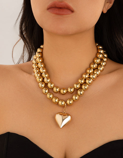 Load image into Gallery viewer, Ornament Pearl Heart Clavicle Chain Beaded Heart-shaped
