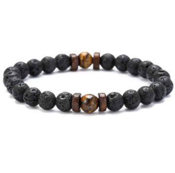 Load image into Gallery viewer, Personality Men&#39;s Black Volcanic Stone Bracelet
