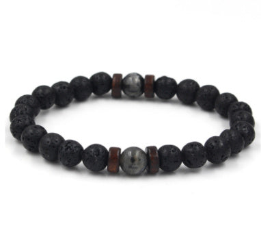 Load image into Gallery viewer, Personality Men&#39;s Black Volcanic Stone Bracelet
