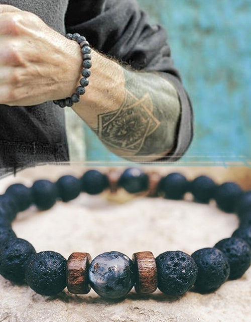 Load image into Gallery viewer, Personality Men&#39;s Black Volcanic Stone Bracelet
