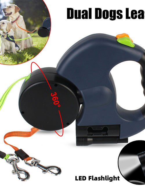 Load image into Gallery viewer, Retractable Dog Leash For Small Dogs Reflective Dual Pet Leash Lead 360 Swivel No Double Dog Walking Leash With Lights Pet Products
