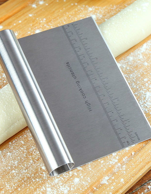 Load image into Gallery viewer, Stainless Steel Pastry Spatulas Cutter With Scale Pizza Dough Scraper Fondant Cake Decoration Tools Baking Kitchen Accessories Dough Cake Stainless Steel Pizza Flour Tool Cutter Chopper Scraper
