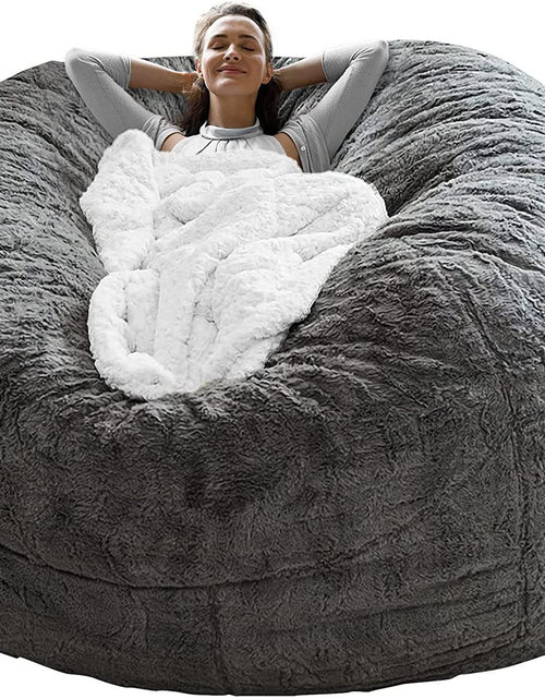 Load image into Gallery viewer, Bag Chair Coverit Was Only A Cover, Not A Full Bean BagChair Cushion, Big Round Soft Fluffy PV Velvet Sofa Bed Cover,  Living Room Furniture,  Lazy Sofa Bed Cover,6ft Dark Grey
