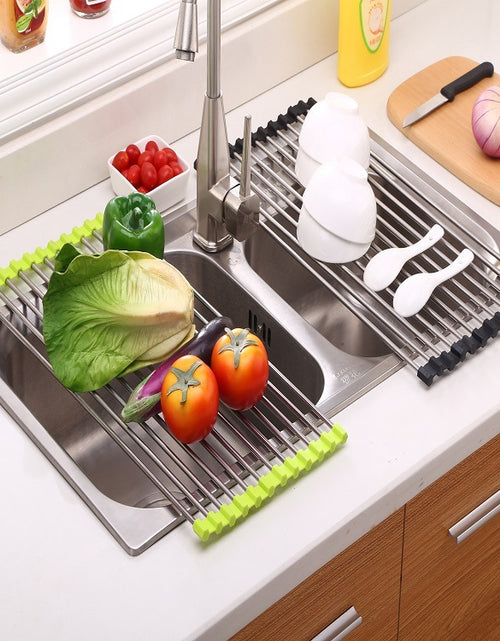 Load image into Gallery viewer, Folding Kitchen Drain Sink Rack Stainless Steel
