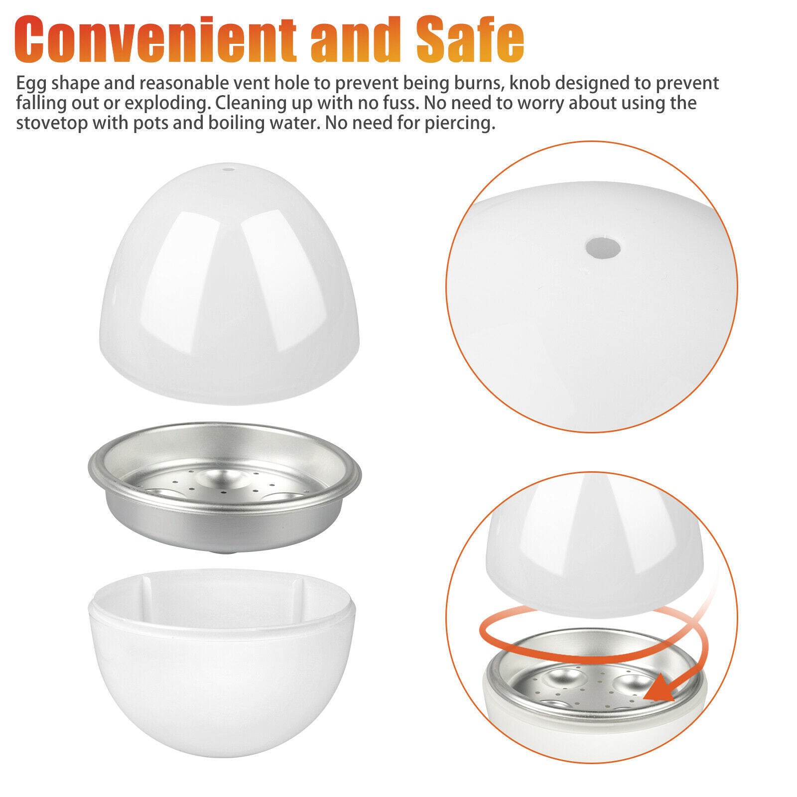 Microwave Egg Steamer Boiler Cooker Easy Quick 5 Minutes Hard Or Soft Boiled Kitchen Cooking Tools