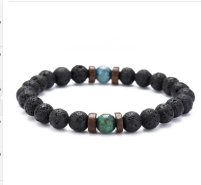 Load image into Gallery viewer, Personality Men&#39;s Black Volcanic Stone Bracelet
