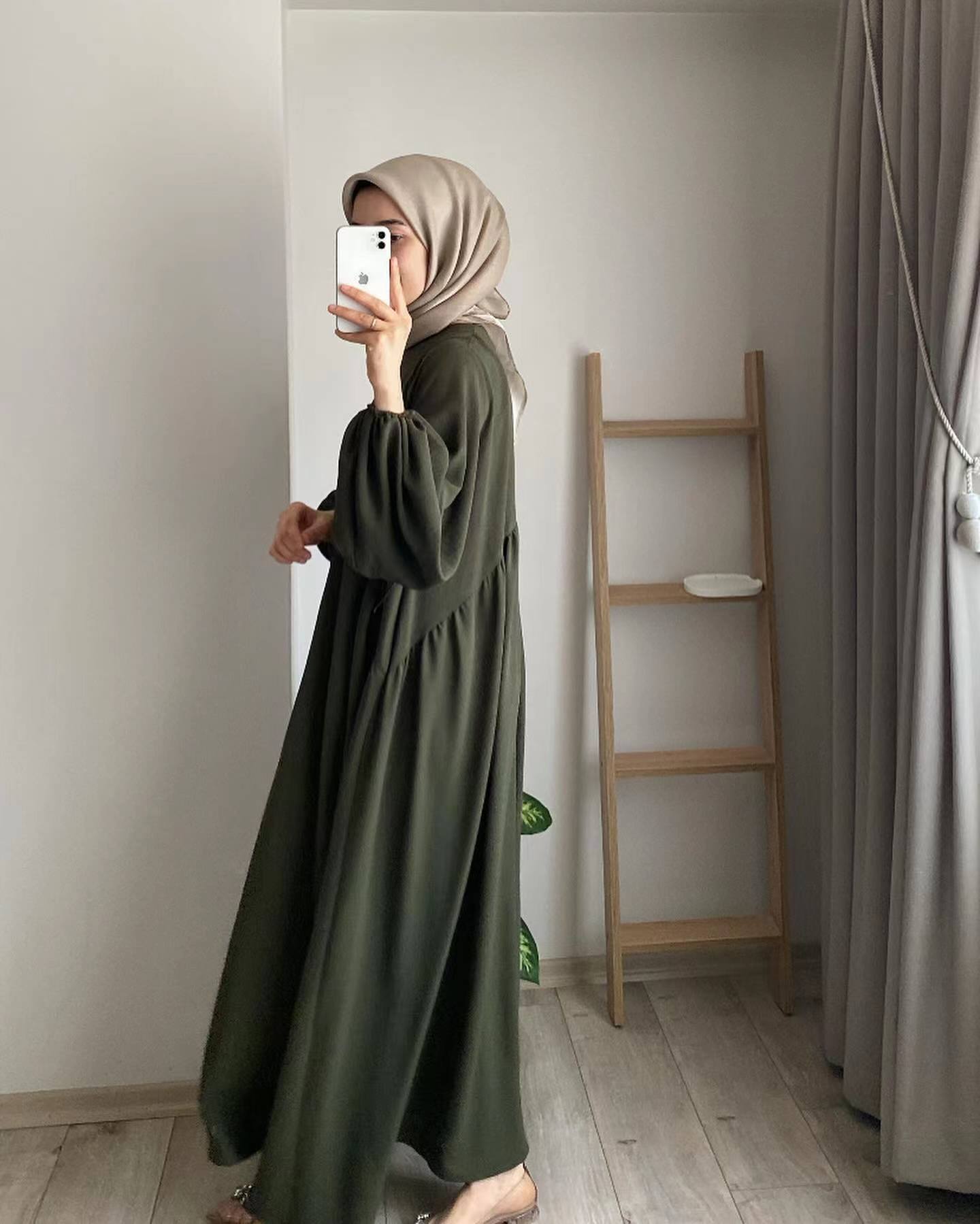 New Muslim Women's Wear Solid Color Elegant Fashion Loose Pullover Dress