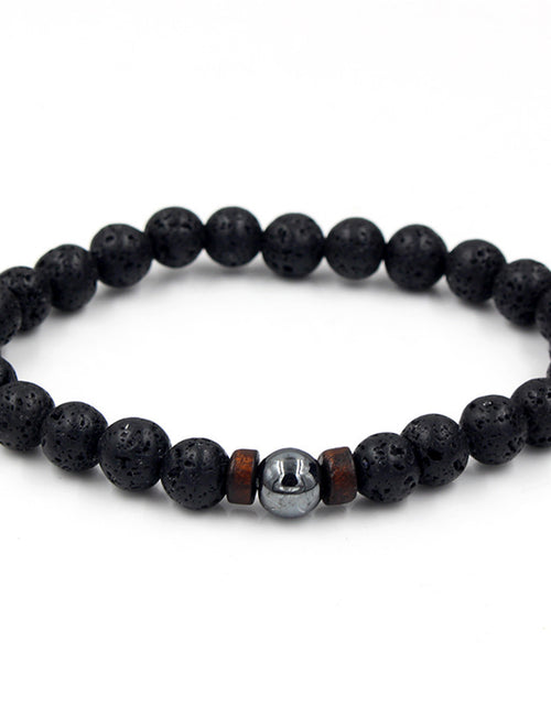 Load image into Gallery viewer, Personality Men&#39;s Black Volcanic Stone Bracelet
