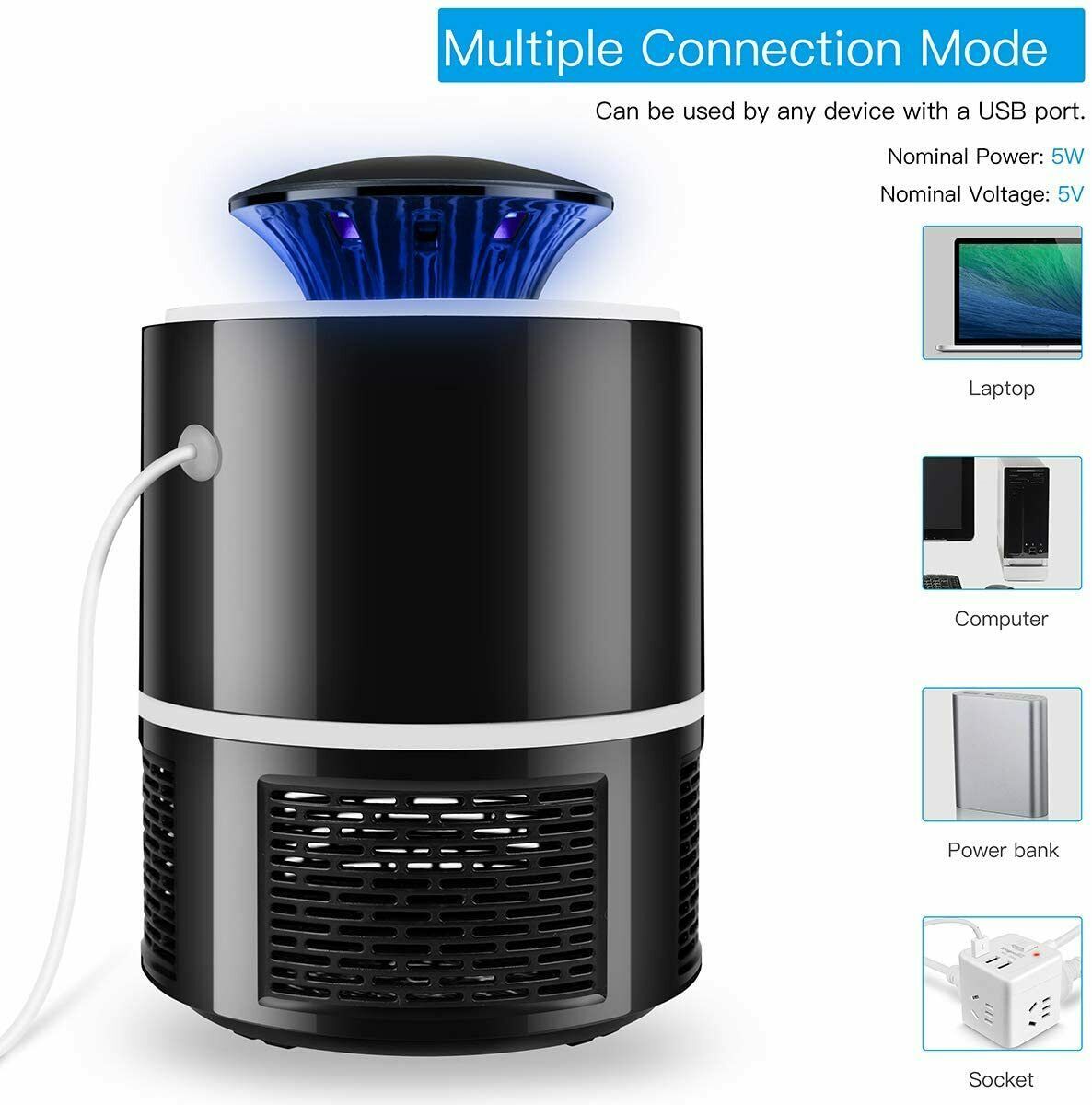 Electric UV Mosquito Killer Lamp Outdoor Indoor Fly Bug Insect Zapper Trap USB