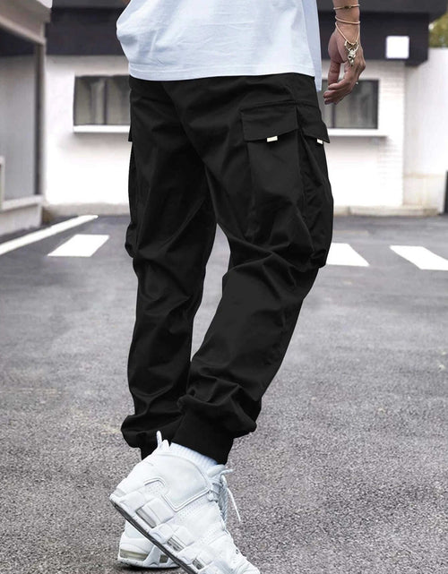 Load image into Gallery viewer, Men Flap Pocket Side Drawstring Waist Cargo Pants
