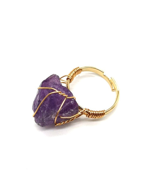 Load image into Gallery viewer, Personality Hand Wrapped Rough Stone Agate Ring
