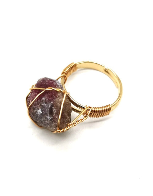 Load image into Gallery viewer, Personality Hand Wrapped Rough Stone Agate Ring
