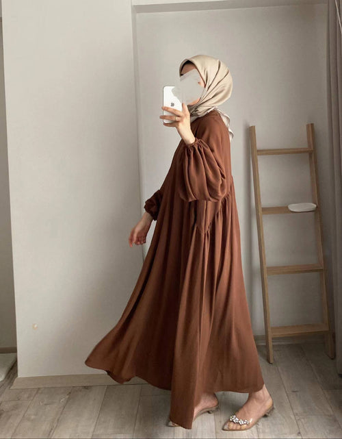 Load image into Gallery viewer, New Muslim Women&#39;s Wear Solid Color Elegant Fashion Loose Pullover Dress
