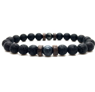 Load image into Gallery viewer, Personality Men&#39;s Black Volcanic Stone Bracelet
