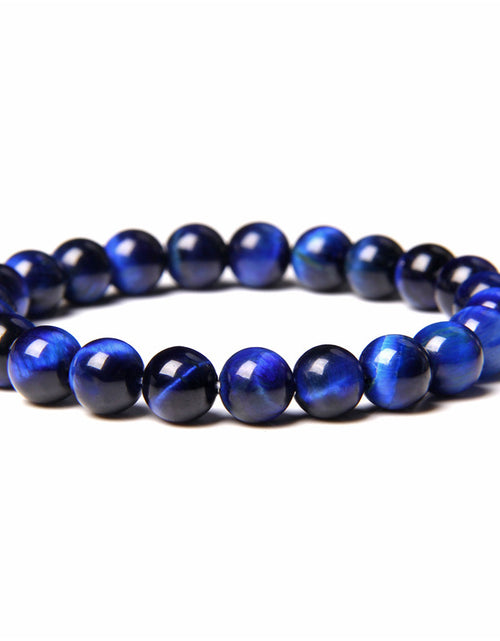 Load image into Gallery viewer, Of 8mm Semi-precious Stone Blue Tiger Stone Handmade Jewelry Couple Bracelet
