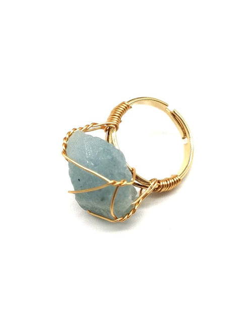 Load image into Gallery viewer, Personality Hand Wrapped Rough Stone Agate Ring
